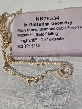 Gold-Plated Circular CZ Pendant Necklace in Gold